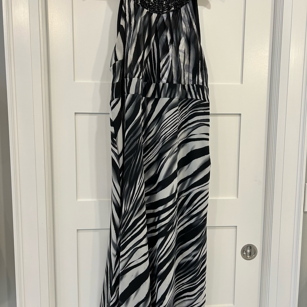 Black and White Zebra Print Midi Dress